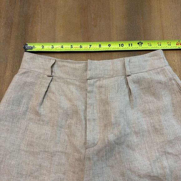 Faithful The Brand Linen Pants Pleated Stretch Waist High‎ Rise Size 8 Natural - Picture 3 of 16